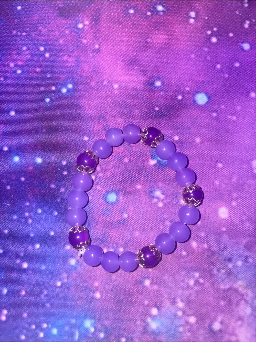Handmade Purple Beaded Stretch Bracelet